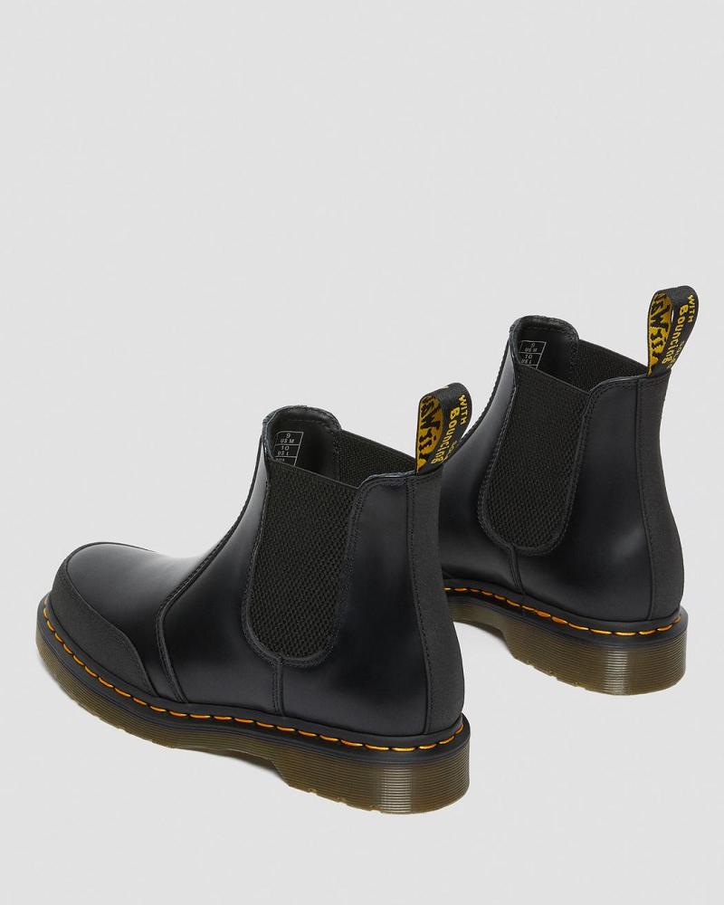 Black Men's Dr Martens 2976 Guard Panel Leather Chelsea Boots | CA 482NWY